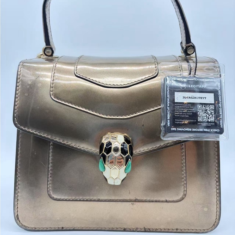 Bvlgari Serpenti Forever Metallic Leather Top Handle Bag and crossbody bag